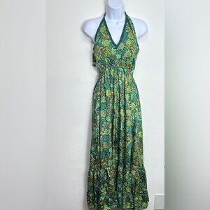 Floral Green Halter Maxi Dress NWT